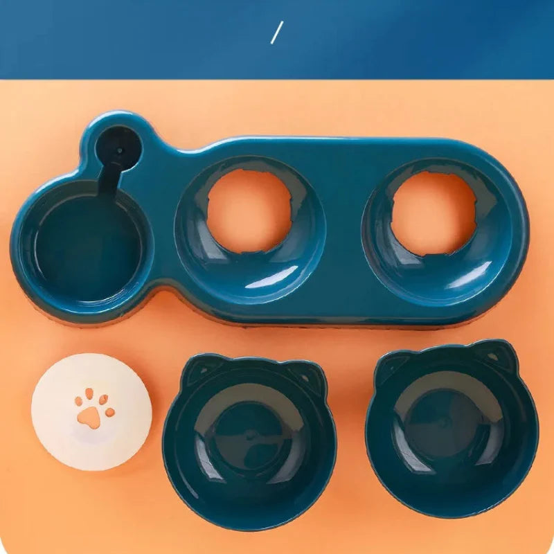 3-in-1 Elevated Cat Bowl Set with Water Dispenser