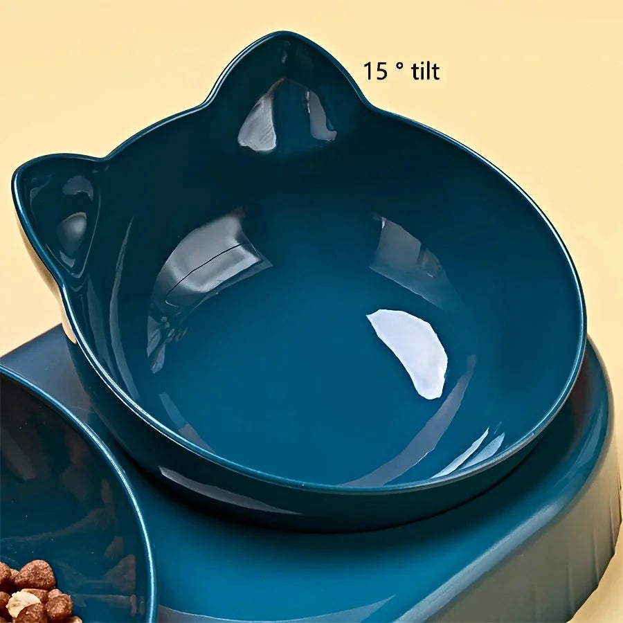 3-in-1 Elevated Cat Bowl Set with Water Dispenser