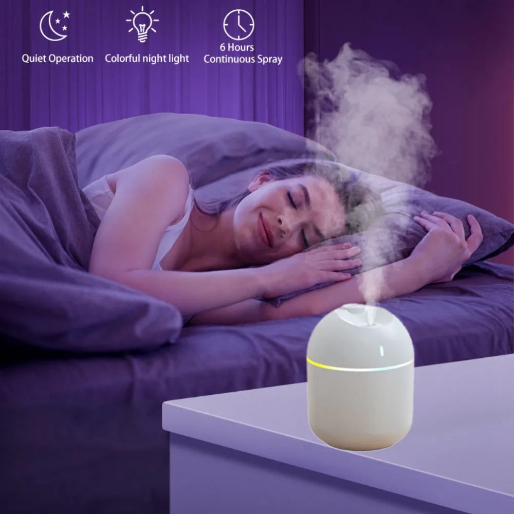 Mini Humidifier USB Desk - 270ml Cool Mist LED