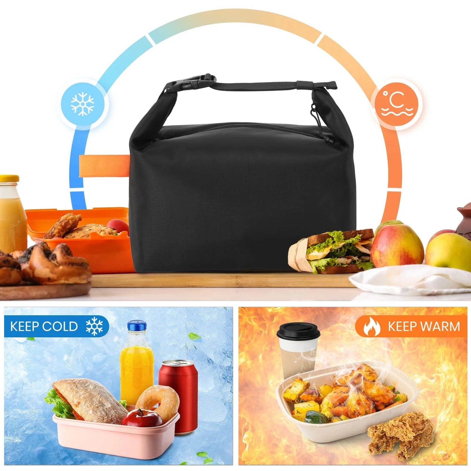 Insulated Lunch Bag with Foil Lining — Portable Cooler Bag for Work, School & Picnics